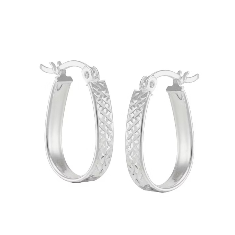 Giani Bernini Silver Oval Textured Hoop Earrings